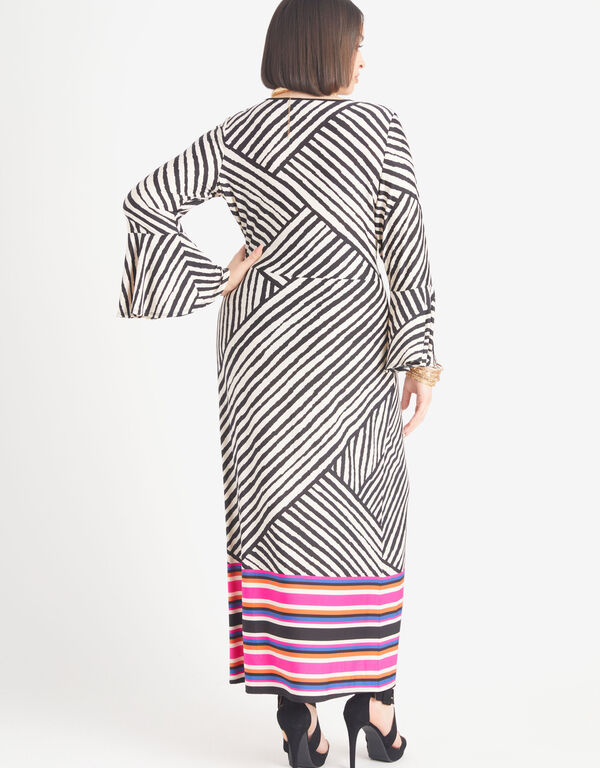 Striped Wrap Maxi Dress, Multi image number 1