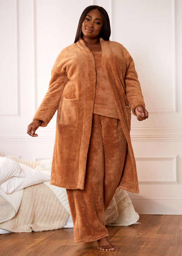 Cozy Lounge Teddy Duster, Camel Taupe image number 2