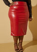 Faux Leather High Waist Midi Skirt, Red image number 2