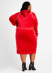 Velour Drawstring Hoodie Dress, Chili Pepper image number 1