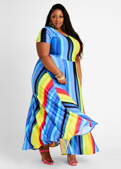 Tall Ombre Stripe Flare Knit Maxi Dress, Multi image number 0