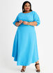 Plus Size Tall Belted A Line Peasant Puff Sleeve Keyhole Maxi Dress image number 0