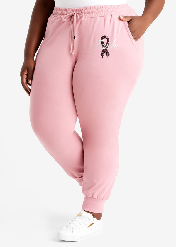 Pink Ribbon French Terry Jogger, Foxglove image number 0