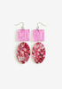 Silver Tone Marble Drop Earrings, Fuchsia Red image number 0