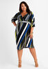 Wavy Stripe Knit Wrap Dress, Multi image number 0