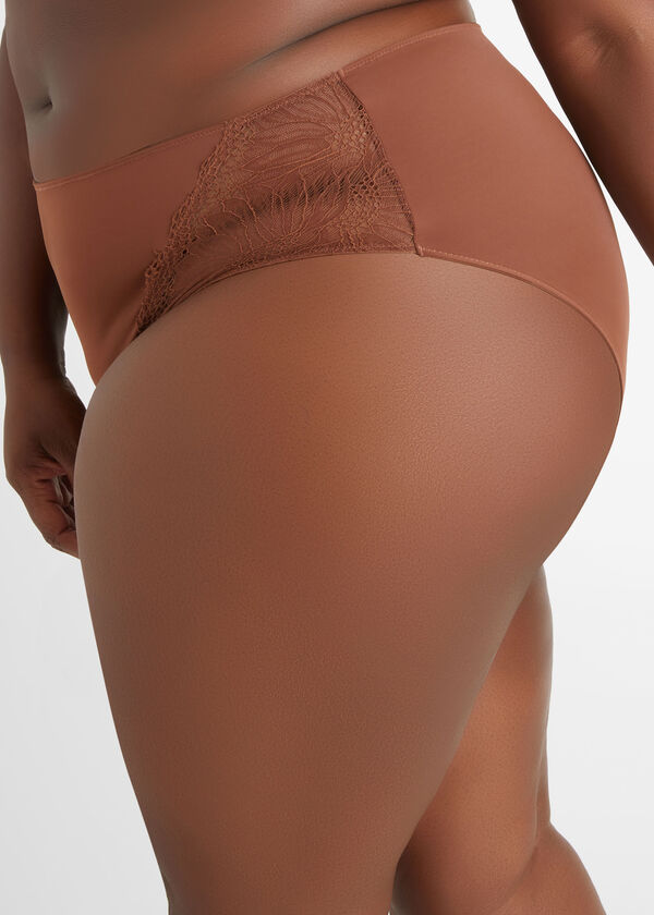 Lace & Microfiber Hipster Panty, Chocolate Brown image number 3
