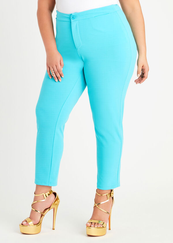 Stretch High Waist Ankle Pant, SCUBA BLUE image number 0