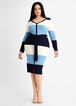 Belted Stripe Button Sweater Dress, Navy image number 0