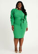 Belted Puff Sleeve Midi Dress, Grass Green image number 0