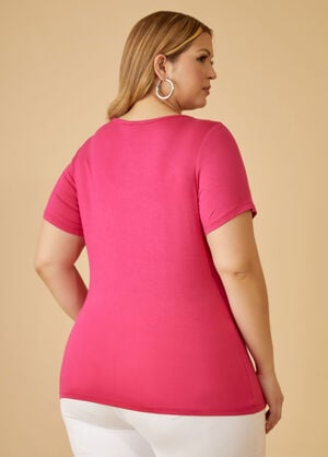 Basic Scoop Neck Jersey Tee, Pink Peacock image number 1