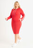 Striped Trim Jersey Hooded Dress, Red image number 0