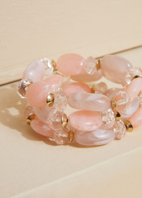 Marbled Stone Stretch Bracelet Set, Blush image number 2