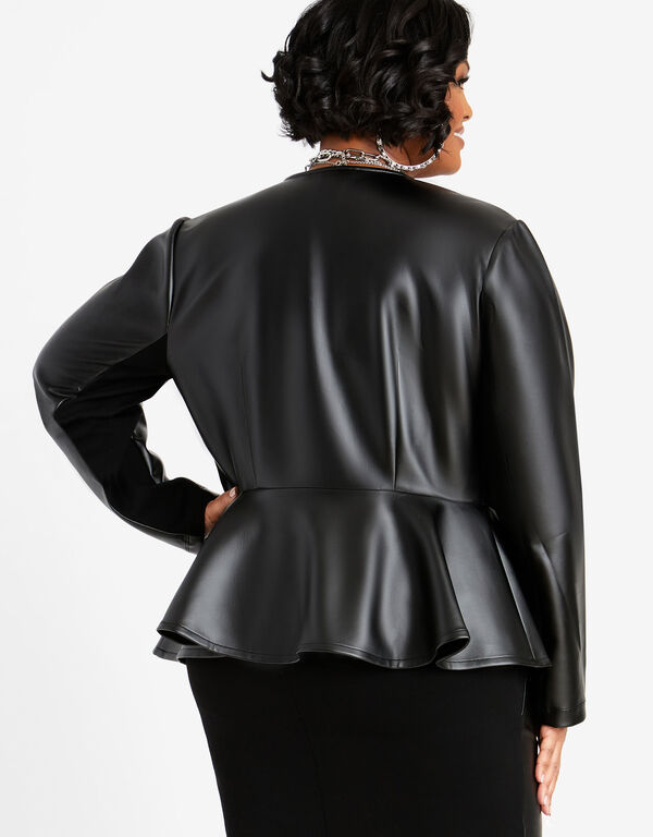 Faux Leather & Ponte Jacket, Black image number 1