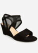 Trendy Sole Lift Mesh & Suede Wide Width Wedge Sandals image number 0