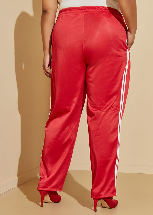 Pintucked Striped Track Pants, Barbados Cherry image number 1
