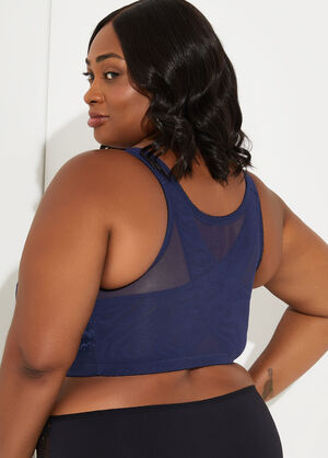 Front Close Wireless Posture Bra, Navy image number 1