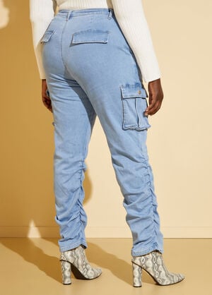 Ruched Drawstring Cargo Joggers, Lt Sky Blue image number 1