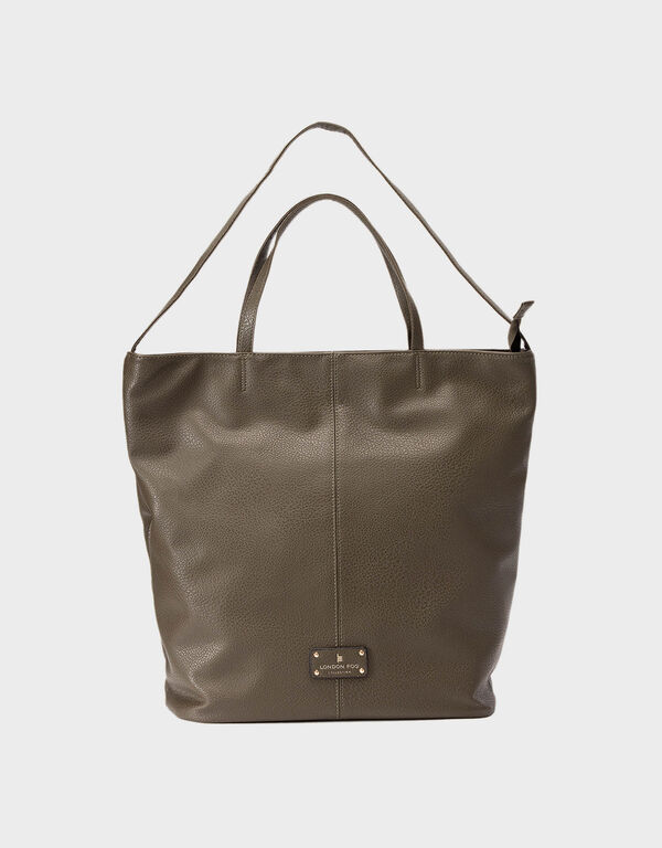 London Fog Laura Faux Leather Tote, Olive image number 0