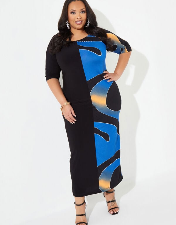 Printed Stretch Jersey Maxi Dress, Multi image number 0