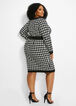Houndstooth Button-Detail Dress, Black White image number 1