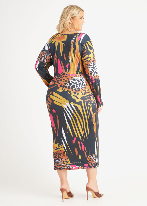Printed Midi Bodycon Dress, Multi image number 1