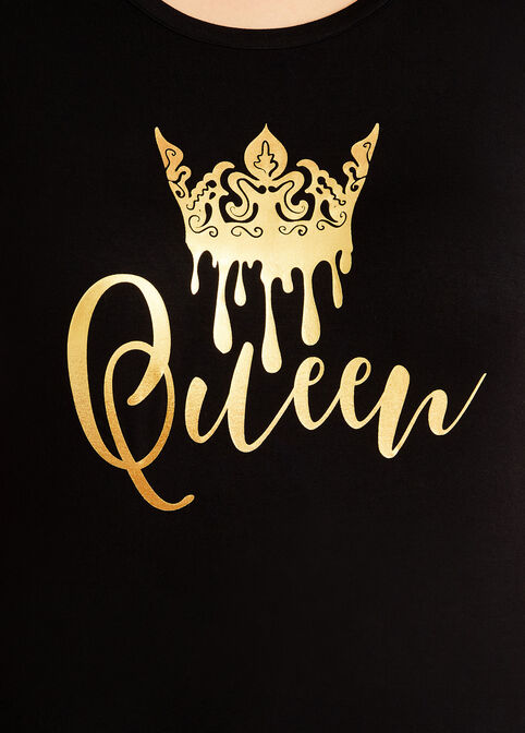 Metallic Gold Queen Graphic Tee, Black image number 1