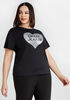 DKNY Jeans Sequin Logo Heart Tee, Black image number 0