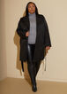 Belted Faux Leather Trimmed Coat, Black image number 2