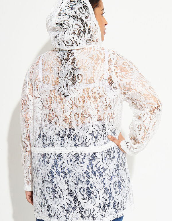 Hooded Corded Lace Jacket, White image number 1