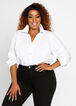 Cotton Split Collar Button Up Top, White image number 0