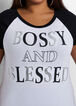 Sequin Bossy & Blessed Graphic Tee, White image number 1