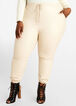Faux Leather High Waist Joggers, Ivory image number 0