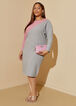Ribbed Two Tone Sweater Dress, Foxglove image number 3