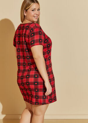 Cozy Couture Plaid Sleepshirt, Red image number 1