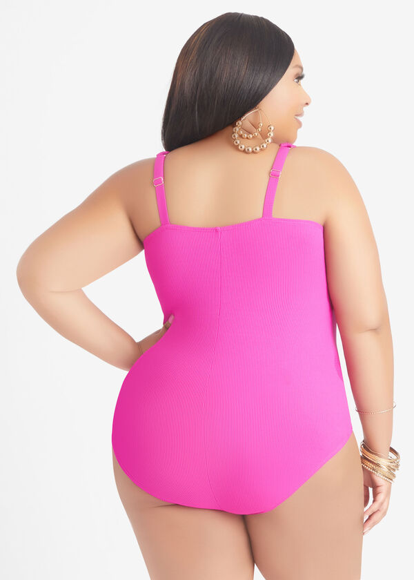 Christina Blue Ribbed Swimsuit, Pink image number 1