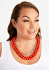 Spicy Orange Beaded Necklace & Earrings Set, SPICY ORANGE image number 1