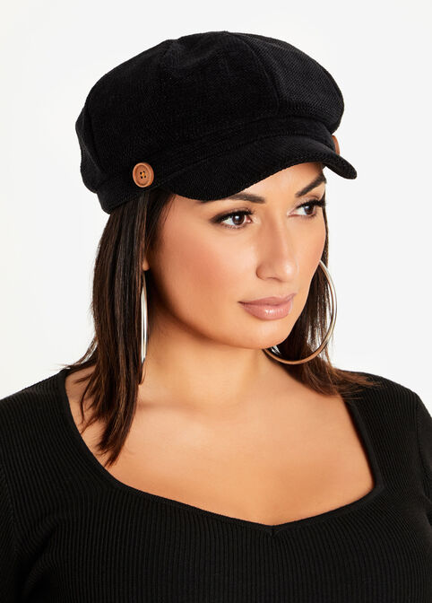 Black Corduroy Cabbie Hat, Black image number 0