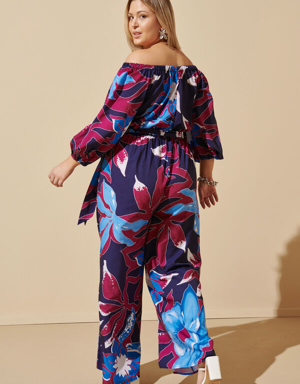 Off The Shoulder Abstract Jumpsuit, Multi image number 1