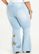 Butterfly Distressed Flare Jeans, Lt Sky Blue image number 1