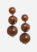 Studded Wood Drop Earrings, Brown image number 0