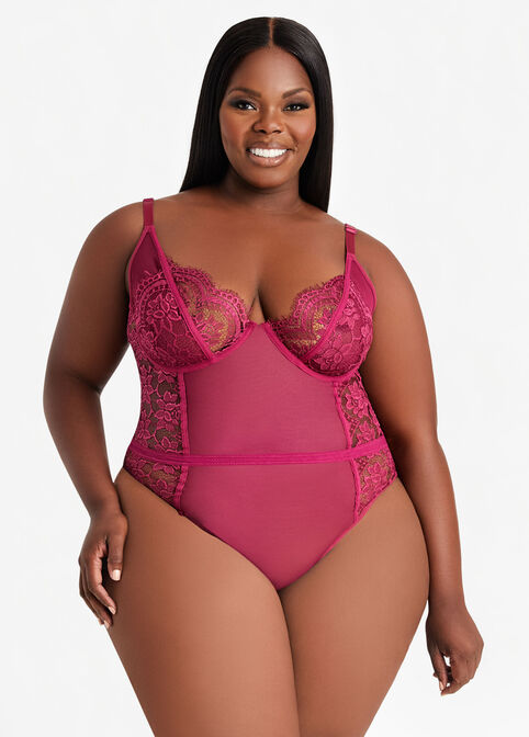 Plus Size Sexy Lingerie Plus Size Mesh Lace Shaping Bodysuit image number 0