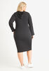 Stripe Trimmed Jersey Hooded Dress, Black image number 1