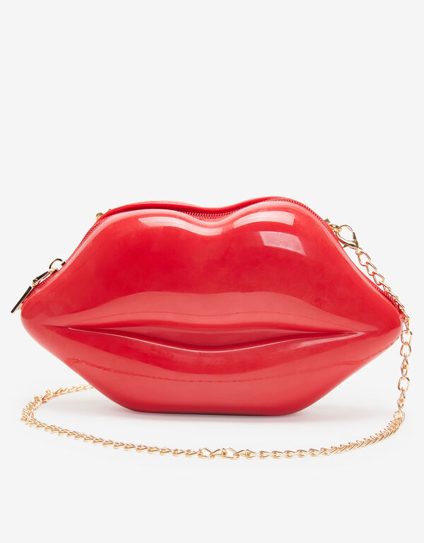 Lip PVC Shoulder Bag, Red image number 0