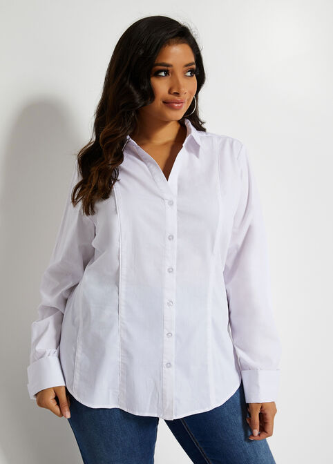 Tall Classic Button-Up Top, White image number 3