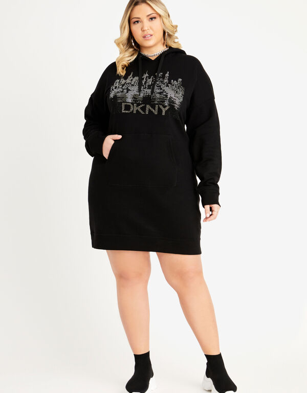 DKNY Sport Cityscape Hoodie Dress, Black image number 0