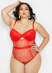 Red Lace Push-Up Lingerie Bodysuit, Red Sun image number 0