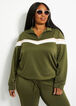 Chevron Zip Front Pullover Jacket, Olive image number 0