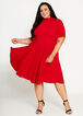 Mock Neck Fit & Flare Dress, Red image number 0