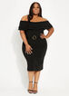 Plus Size Off The Shoulder Tiered Flounce Belted Bodycon Summer Dress image number 0