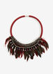 Crystal & Feather Collar Necklace, Rhododendron image number 0